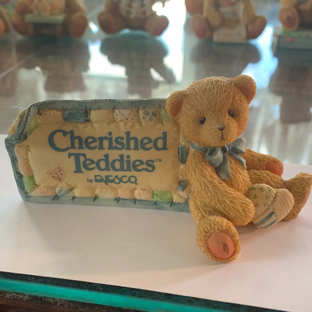 Enesco Cherished Teddies Tan Bear with Blue Accents